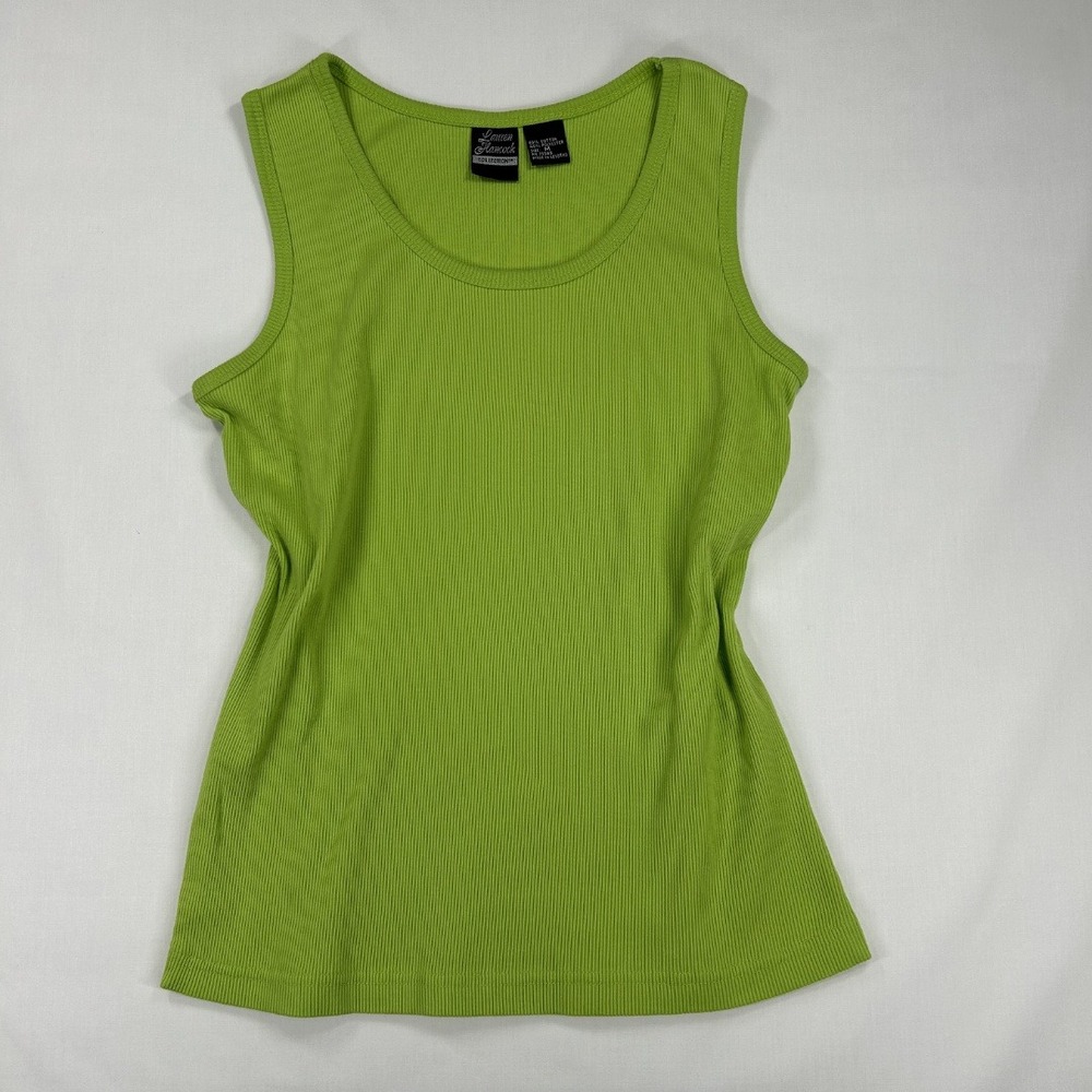 Vintage 2000S Woman's Scoop Neck Sleeveless Tank Top Medium Green‎ Ribbed